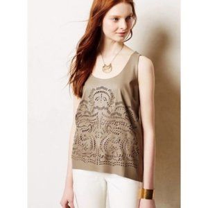 Sunday In Brooklyn Taupe Faux Leather Cutout Tank